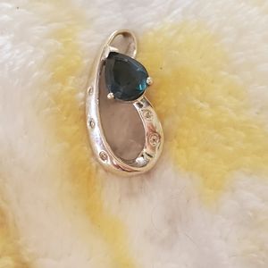 Blue Topaz and Diamond 14kt Pendant